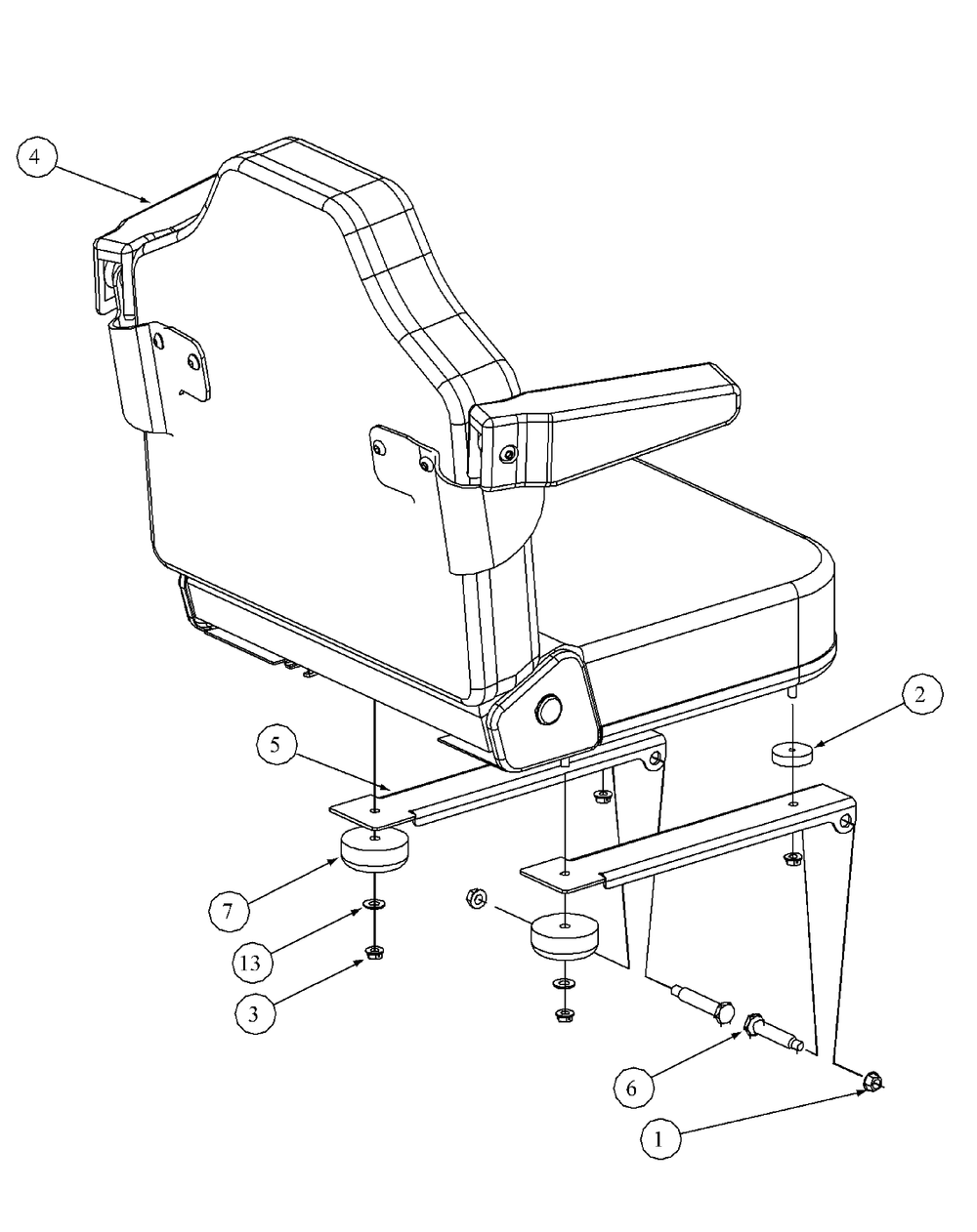Seat Assembly Diagram and Parts List for M54-KW (53BB5DBW150-23-HP)(2003 1/2) Cub Cadet Lawn Tractor